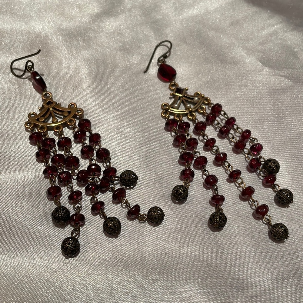 Ruby Red crystal chandelier earrings.